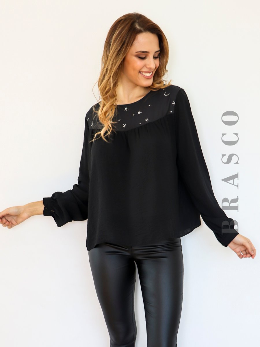 BLUSA  CON CANESU BORDADO 