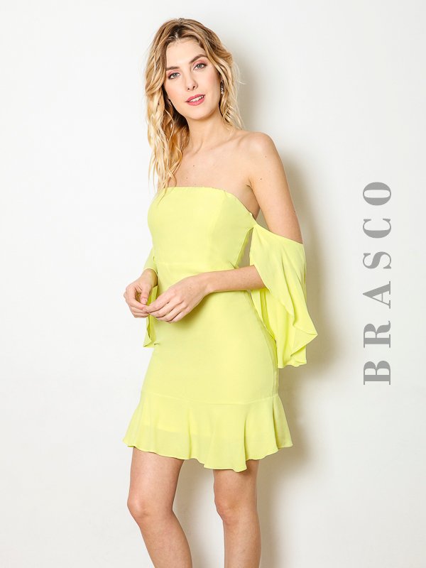 VESTIDO DE CREP STRAPLESS 